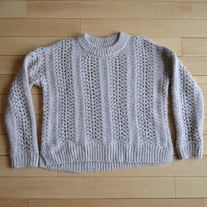 Madewell Cream Open-Knit Crewneck Sweater